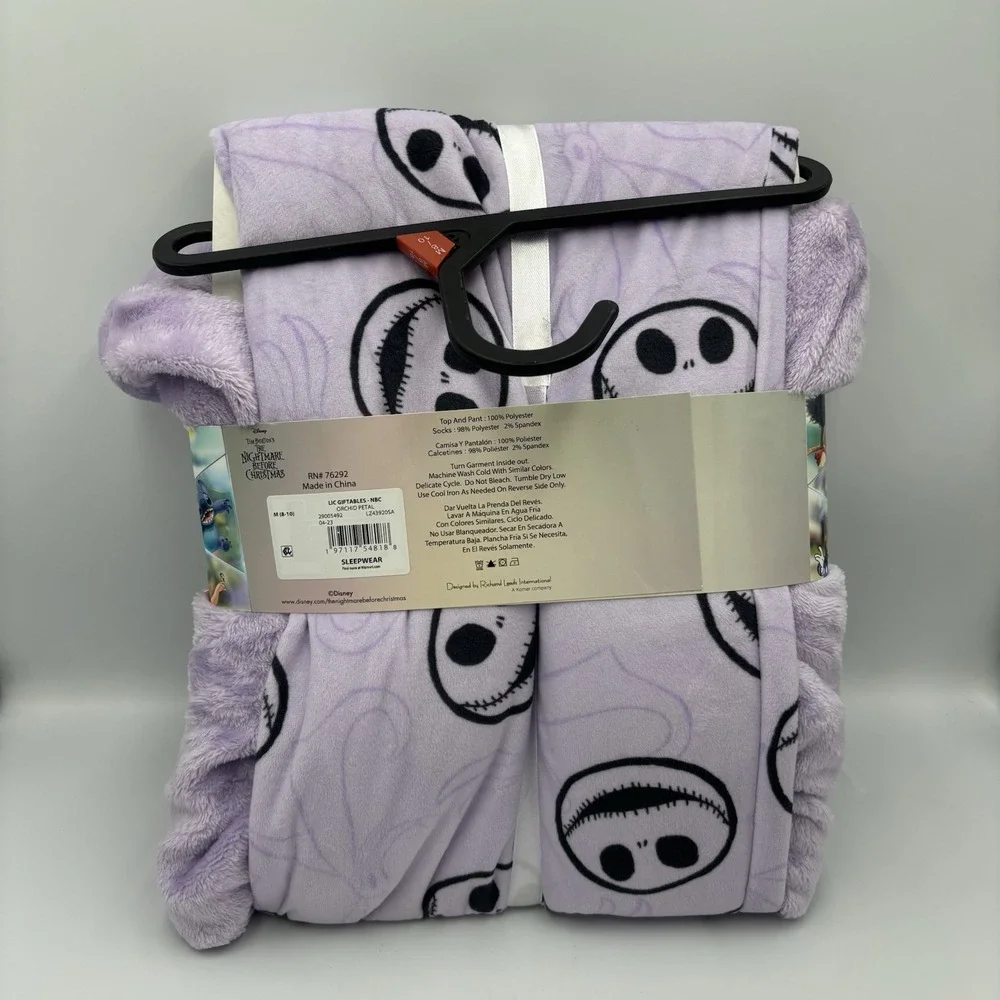Nightmare Before Christmas Jack‎ Skeleton Pajamas Set Purple Stripes Medium